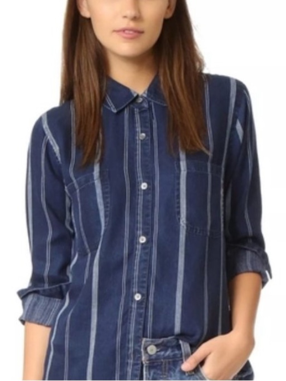 Rails Indigo and White Vertical Stripe Button-Down Shirt